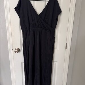 Aday - Elegant Black Wrap Dress, button closures